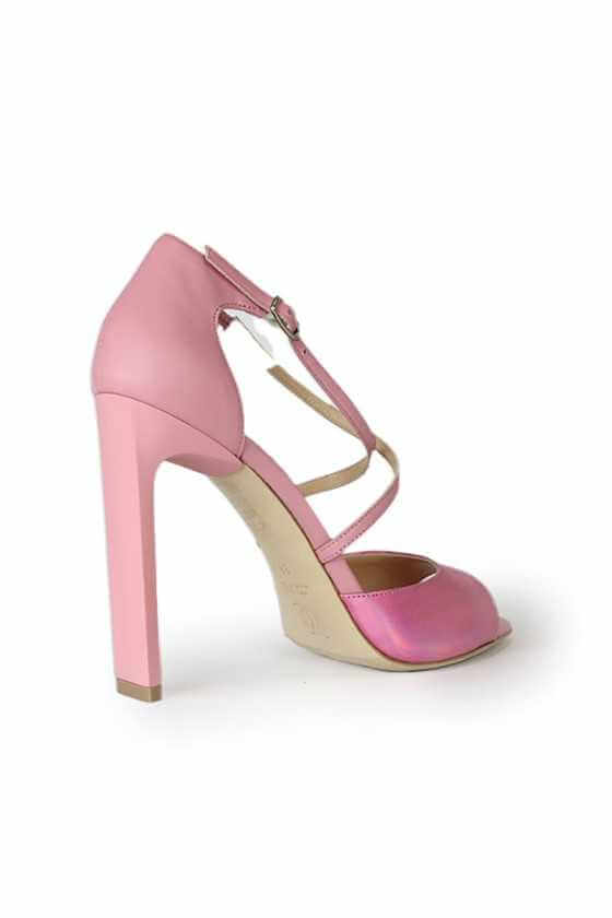 Sandalo rosa multicolor tacco 110 fatto a mano